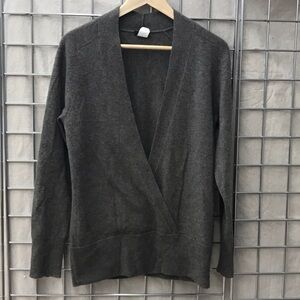 J. Crew Women's Deep V-Neck Wrap Sweater in Dark Gray